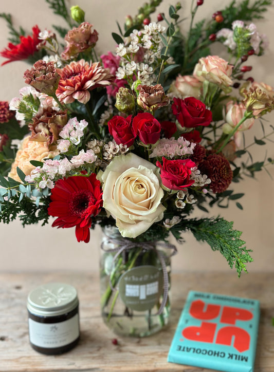 Christmas Gift Jar, Candle and Chocolate Bar Set